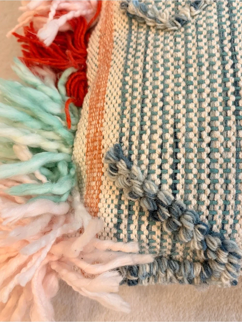 Anthropologie Moroccan Bohemian Accent Pillow in Mint, Coral, Blush - 12 x 20